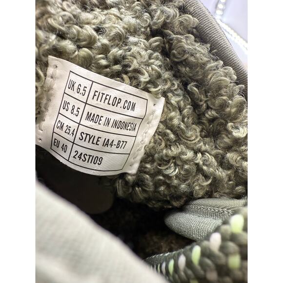 FitFlop F-Mode Womens 8.5 Water Resistant Fleece Lined Winter Ankle Boots Green - Picture 9 of 14